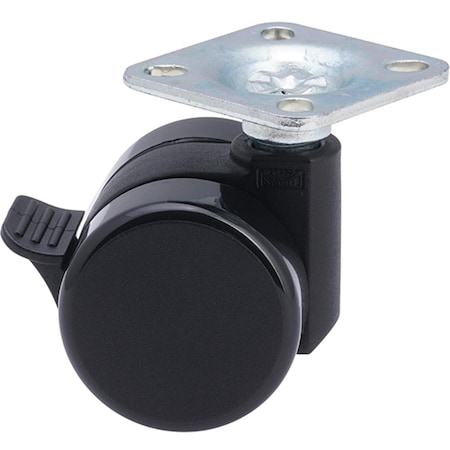 Gross Stabil 37 mm Twin Hard Castor Brake with Plate - Black GSDKF230